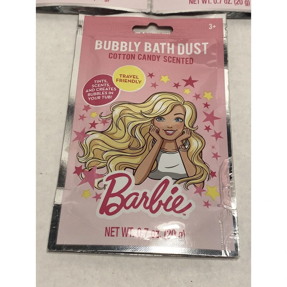 BUBBLY BATH DUST barbie‎ COTTON CANDY kids bath bomb dust relax LOT OF 3
